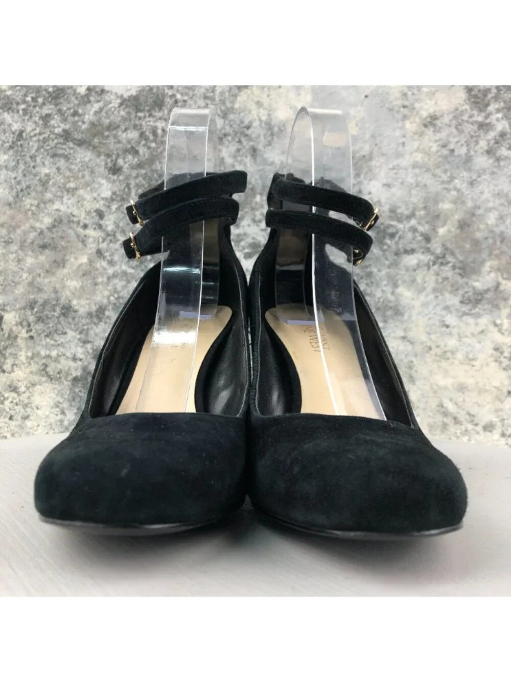 Nine West Women's Size 7.5M Socialite Black Suede High Heel Ankle Strap Pumps